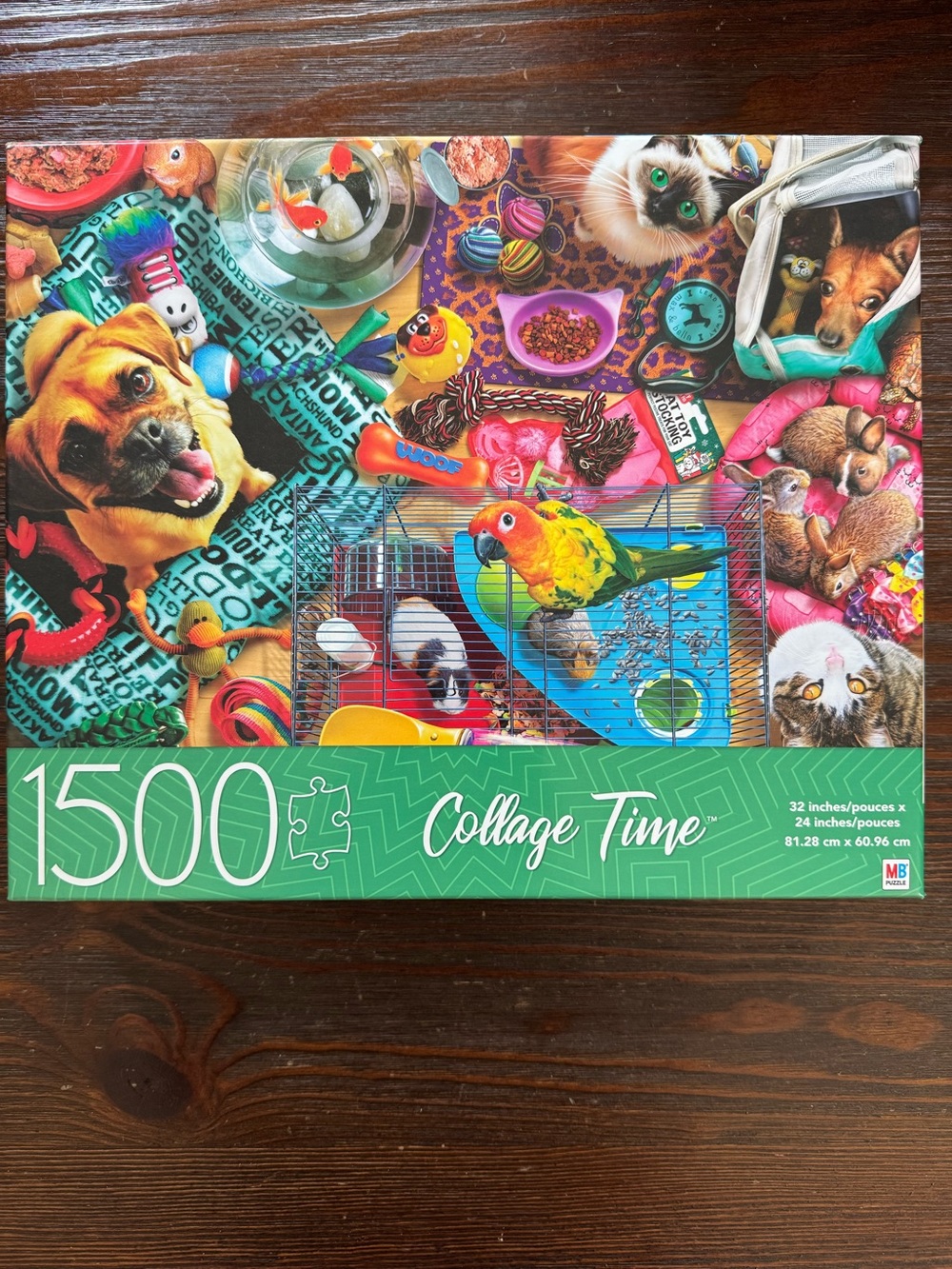 Milton Bradley "Pets" 1500 Piece Puzzle - complete!  animals dog cat fish bird